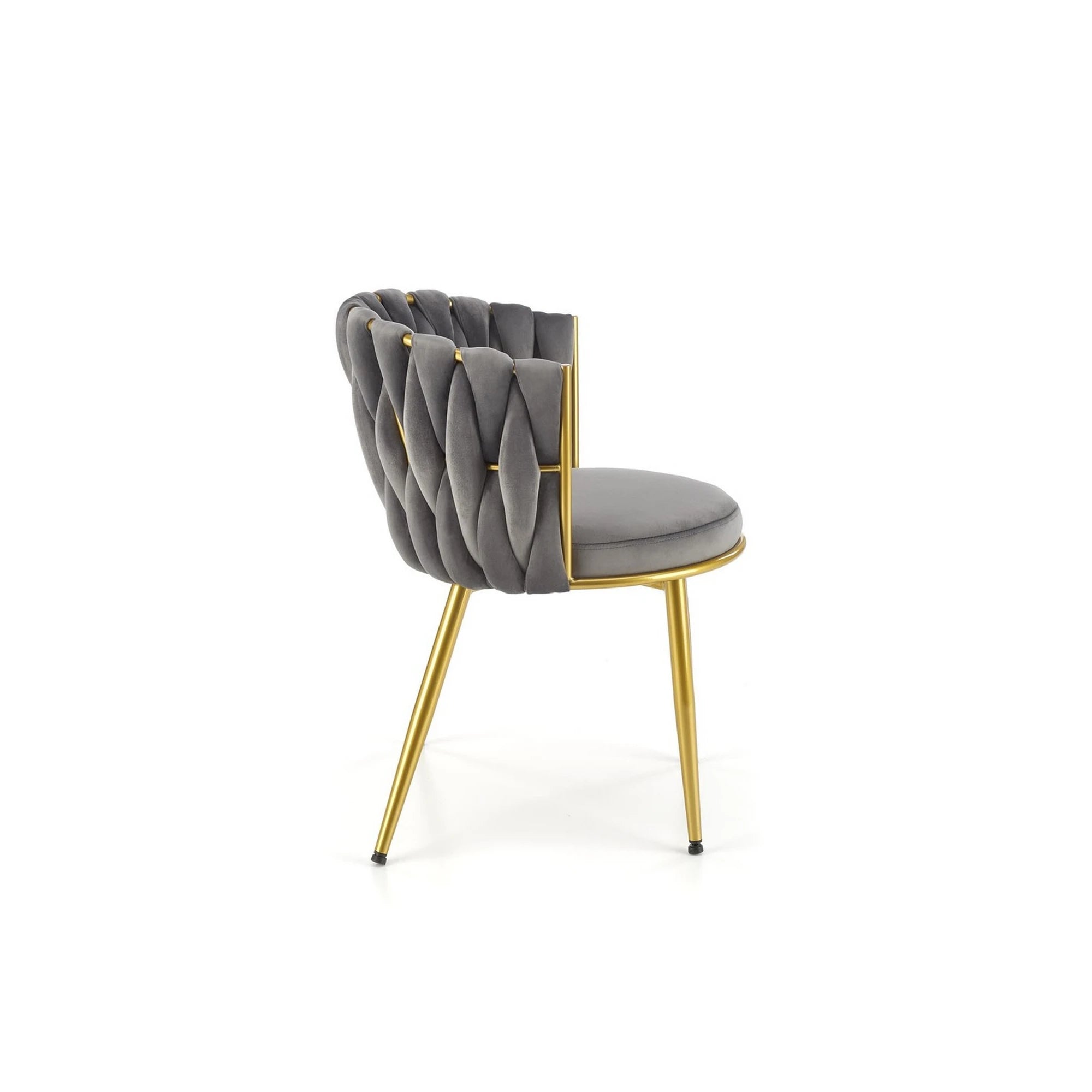 Scaun de dining K517, gri/auriu, stofa catifelata/metal, 57x60x79 cm