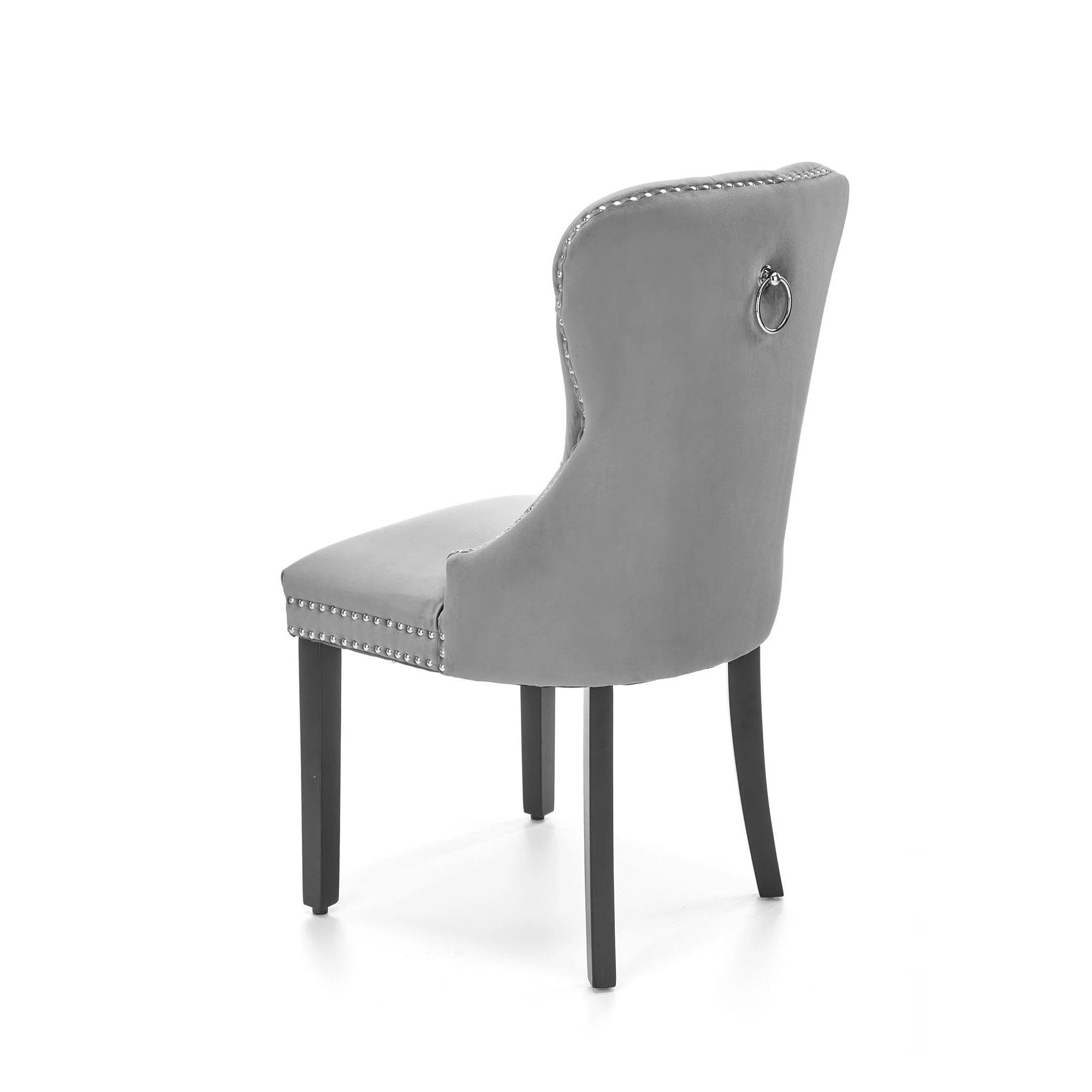 Scaun tapitat dining MIYA, gri/negru, stofa catifelata, 54x60x100 cm