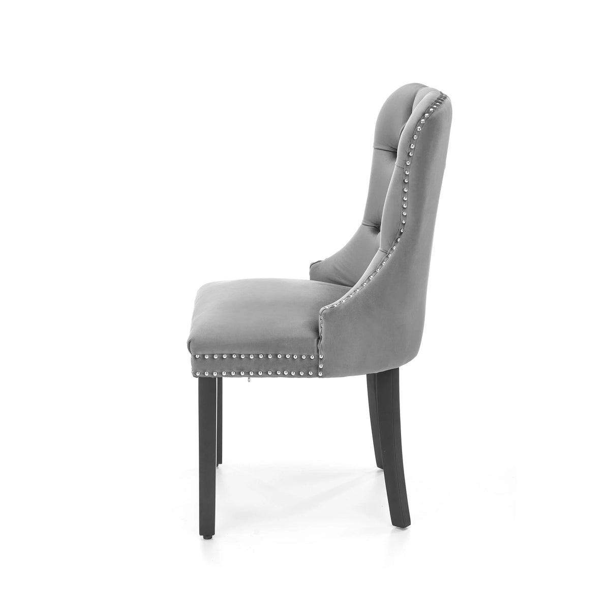 Scaun tapitat dining MIYA, gri/negru, stofa catifelata, 54x60x100 cm