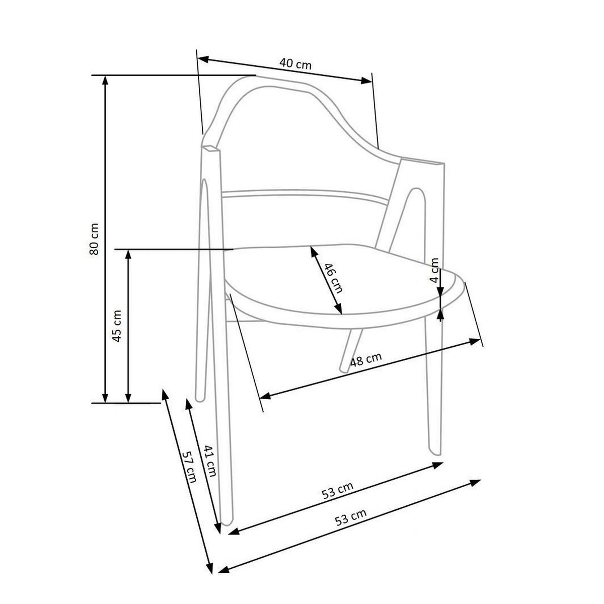 Scaun tapitat modern K344, bej/nuc, stofa clasica/metal, 51x57x82 cm