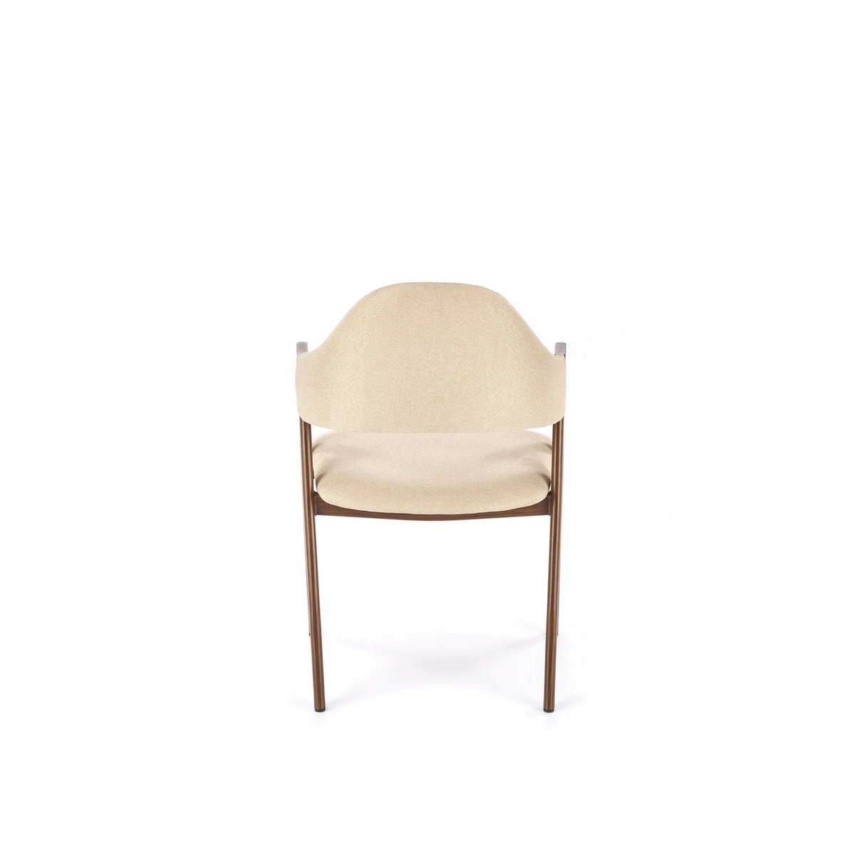 Scaun tapitat modern K344, bej/nuc, stofa clasica/metal, 51x57x82 cm