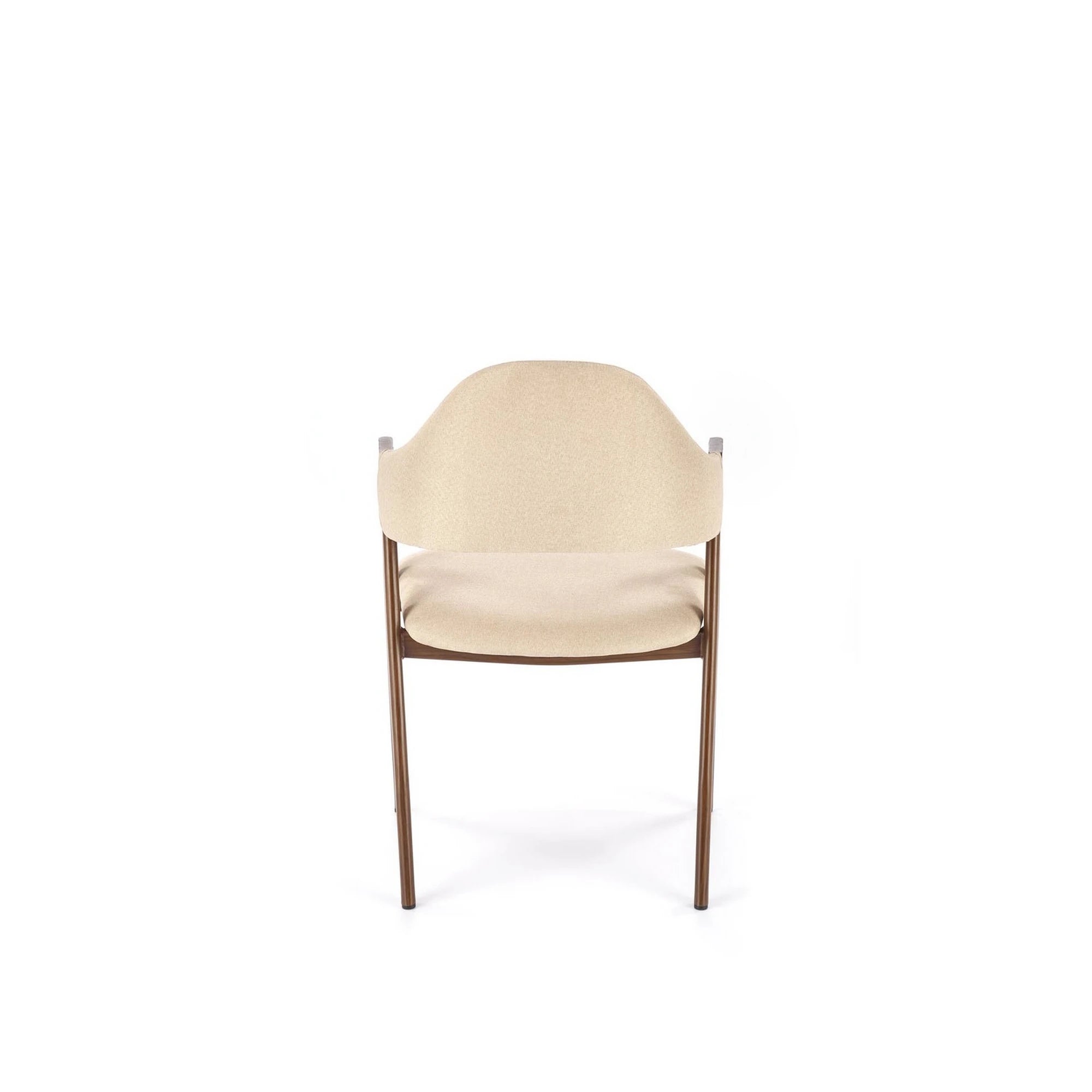 Scaun tapitat modern K344, bej/nuc, stofa clasica/metal, 51x57x82 cm