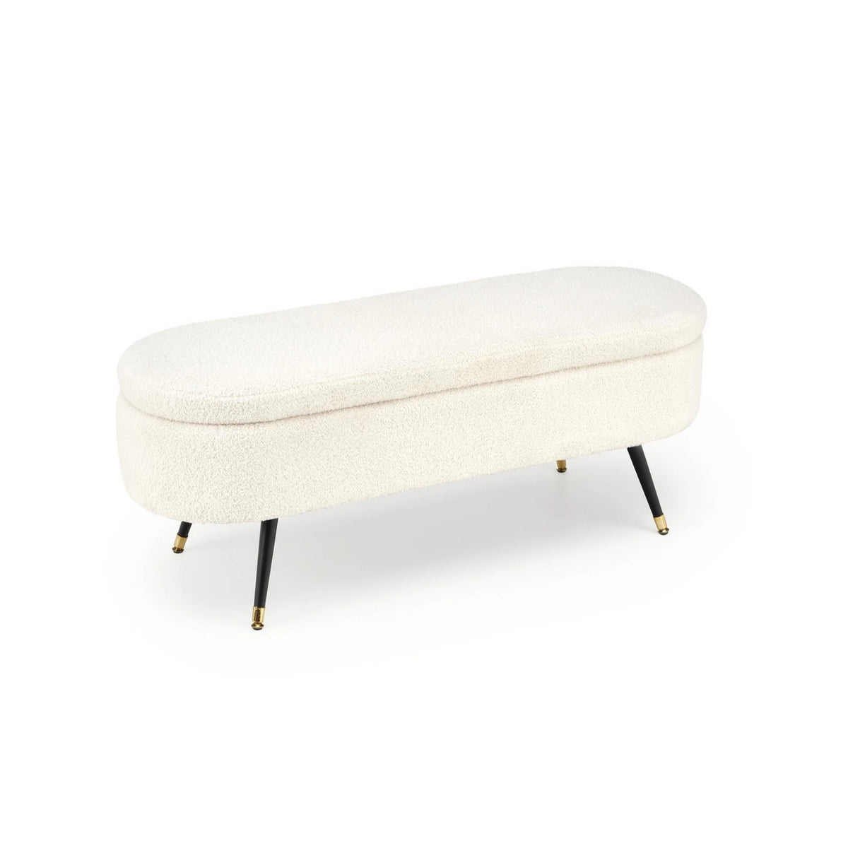 Bancheta pentru hol AVEIRO, stofa buclata crem, 120x46x40 cm