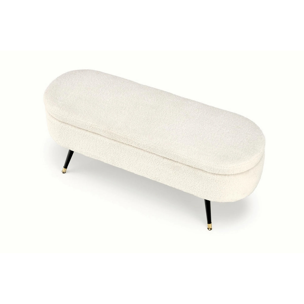 Bancheta pentru hol AVEIRO, stofa buclata crem, 120x46x40 cm