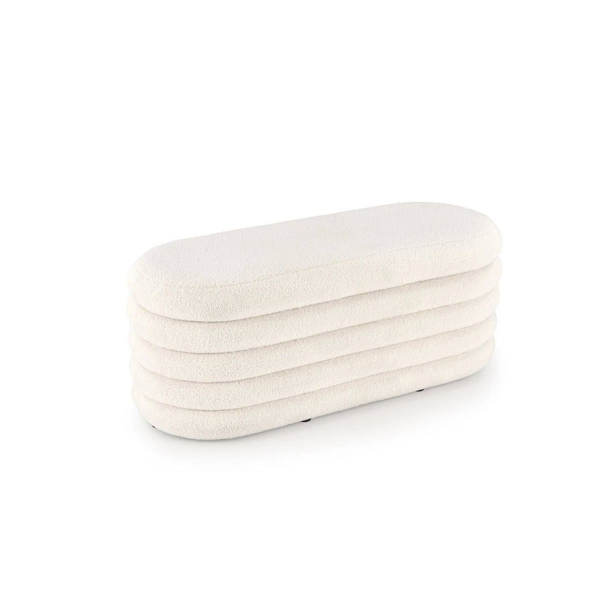 Bancheta tapitata hol BLISS, stofa buclata crem, 105x42x42 cm