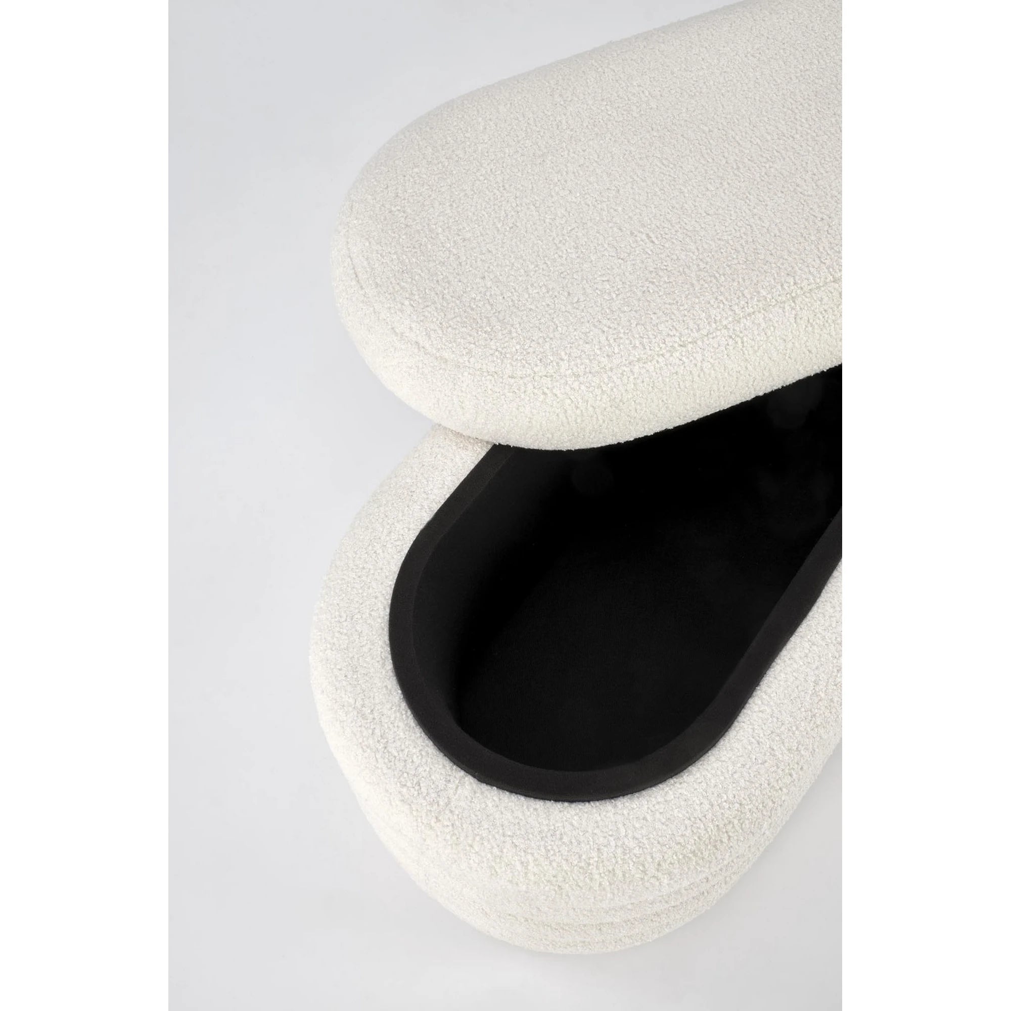 Bancheta tapitata hol BLISS, stofa buclata crem, 105x42x42 cm