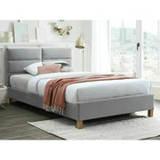 Pat SIERRA 120x200, stofa catifelata gri deschis - Bluvel 03, somiera inclusa
