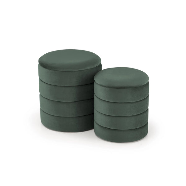Set 2 taburete PACHO, stofa catifelata verde, cu spatiu depozitare