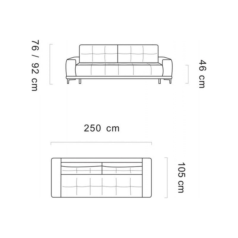 Canapea HAVANA, stofa gri inchis - Vogue 17, 250x105 cm, functie de dormit, lada depozitare