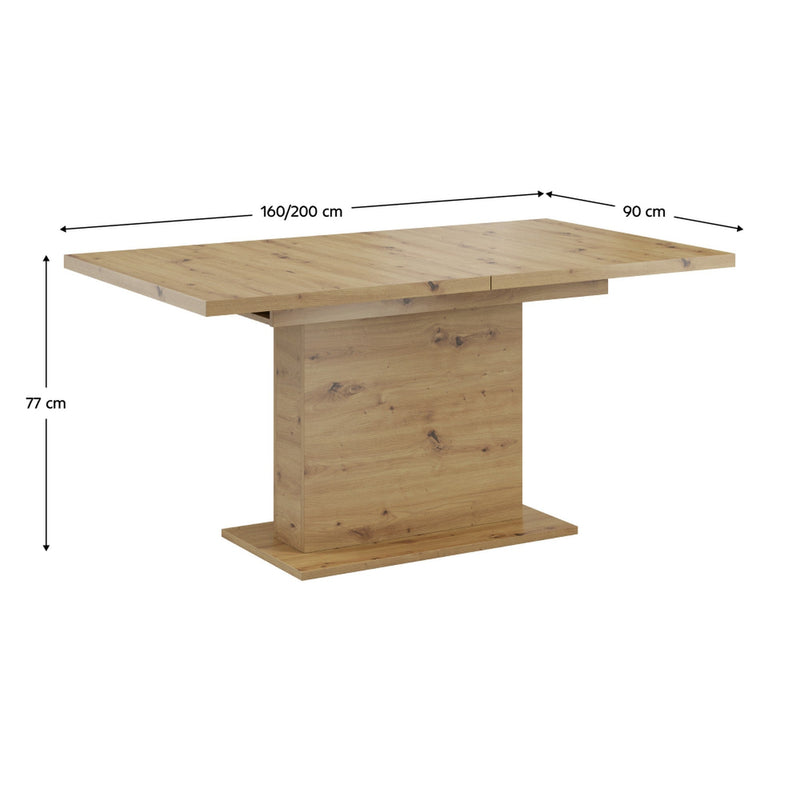 Masa extensibila BOBA, stejar artisan, DTD laminat, 160/200x90x77 cm