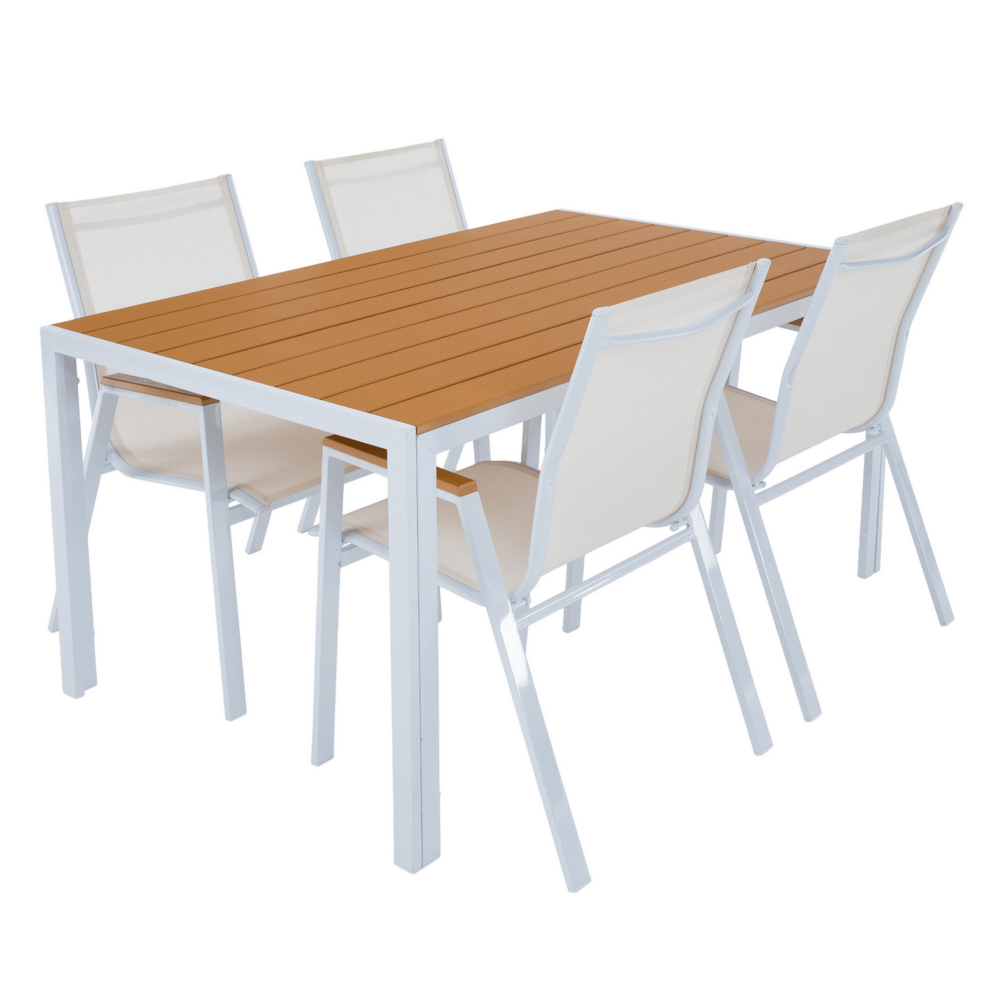 Scaun de gradina BONTO, alb, material textil/otel, 61x56x90 cm