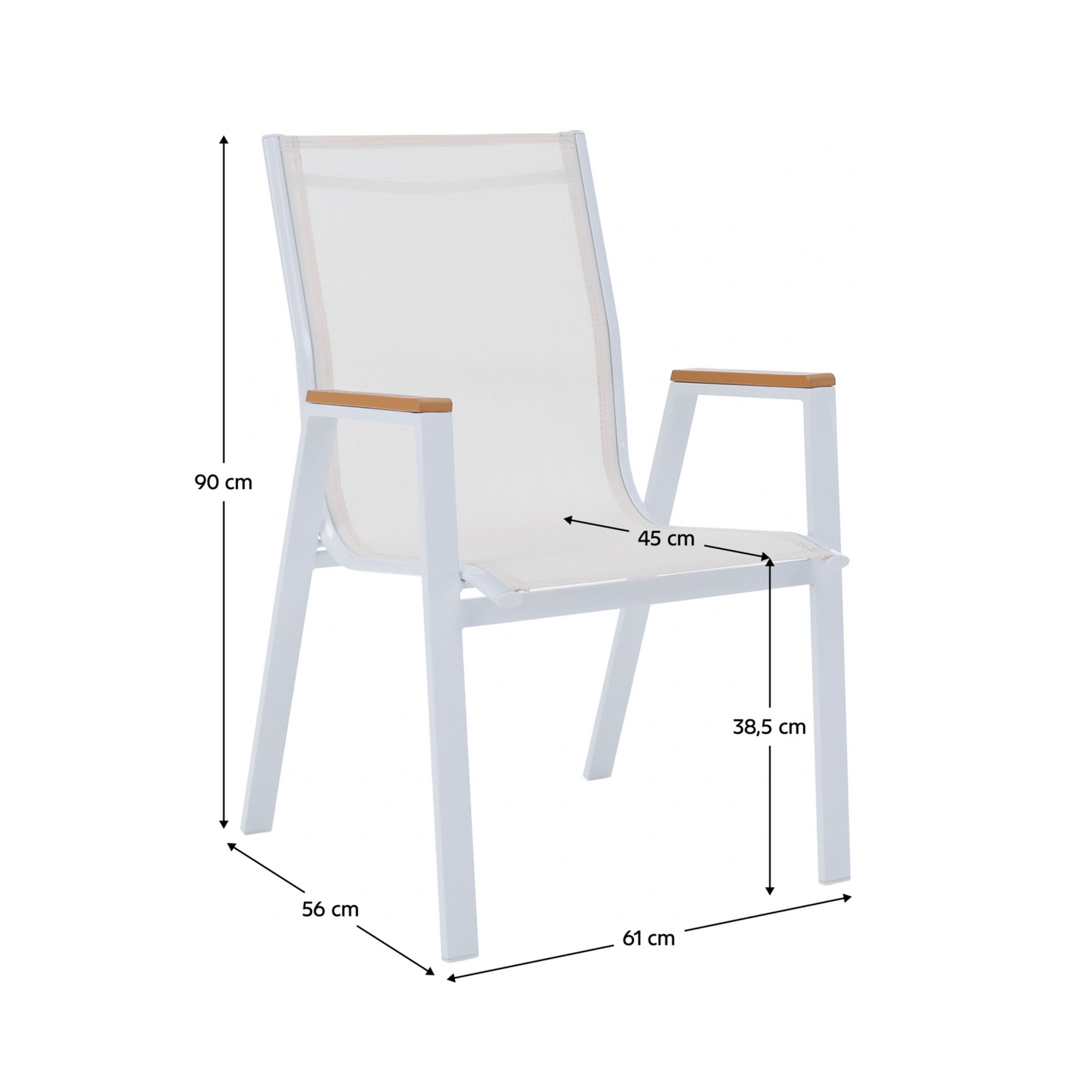 Scaun de gradina BONTO, alb, material textil/otel, 61x56x90 cm