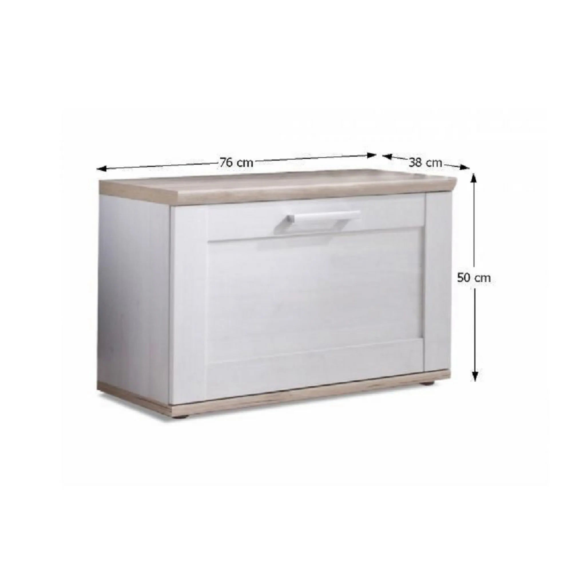 Pantofar PROVENSAL, alb/stejar San Remo, PAL infoliat, 76x38x50 cm