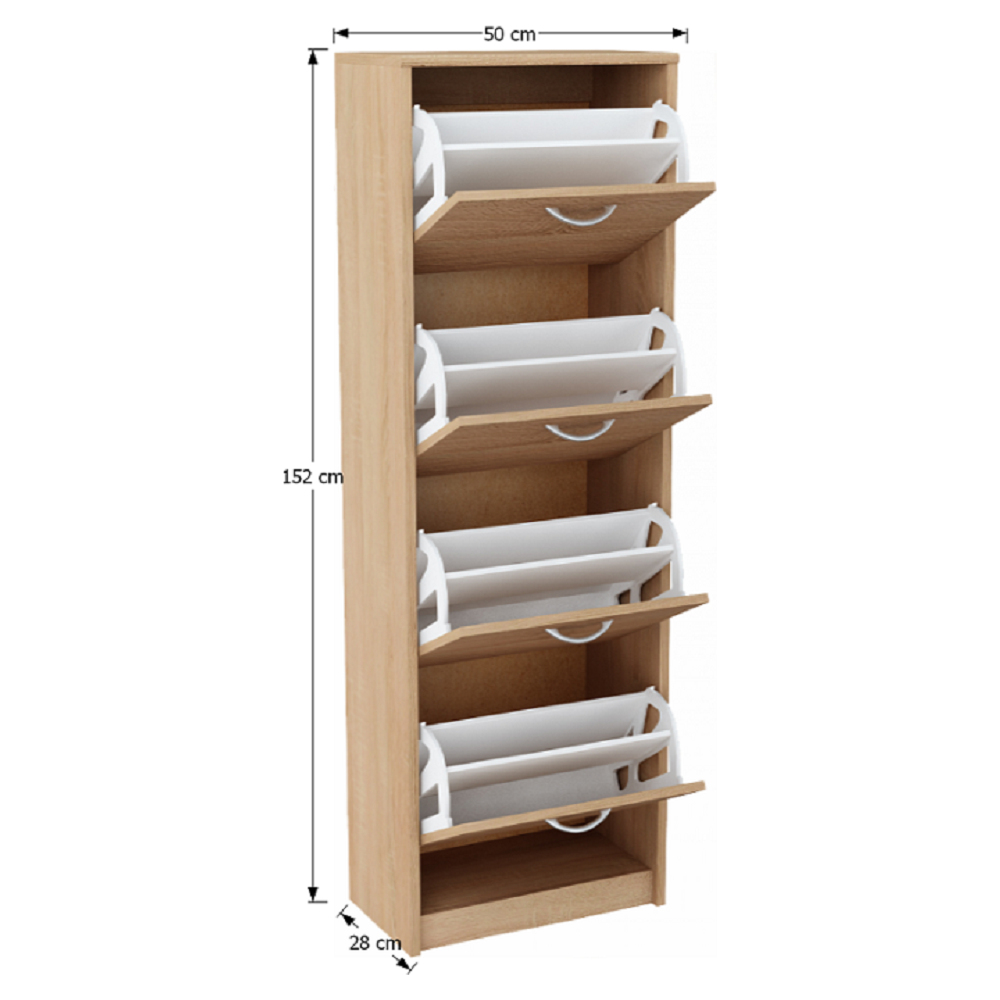 Pantofar VIVAT NEW TYP 3, alb/stejar sonoma, PAL melaminat,  50x28x152 cm