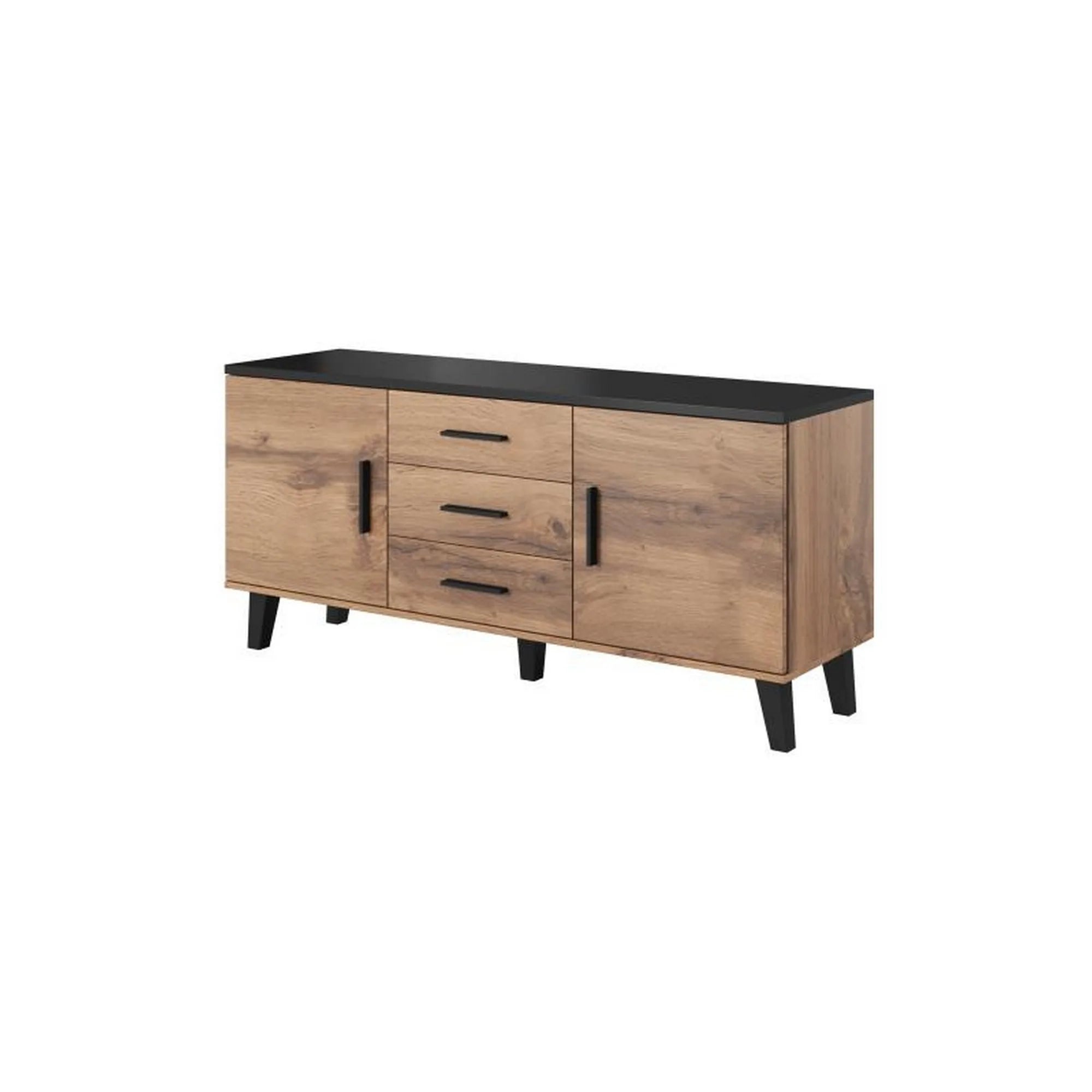 Comoda LOTTA, stejar wotan/negru, PAL, 150x45x69 cm