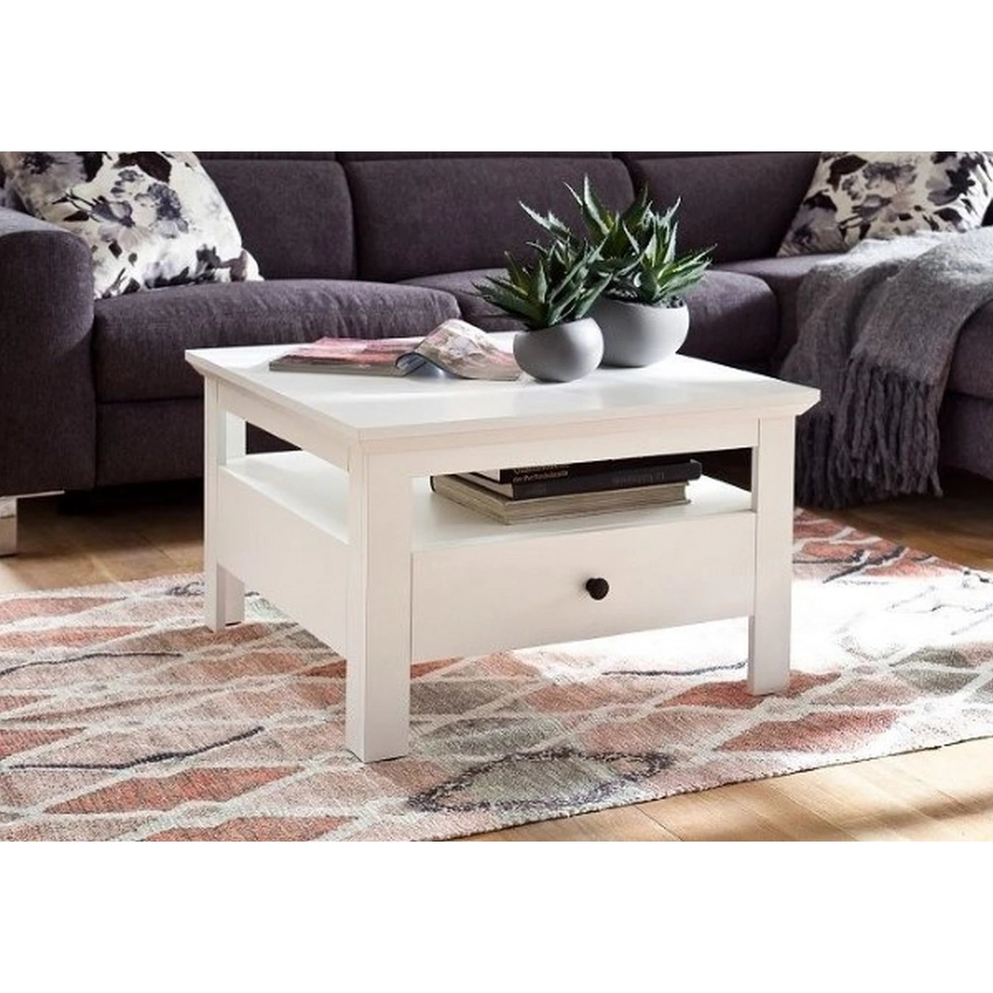 Masuta mica alba BRANDSON, alb, PAL laminat, 70x70x46 cm