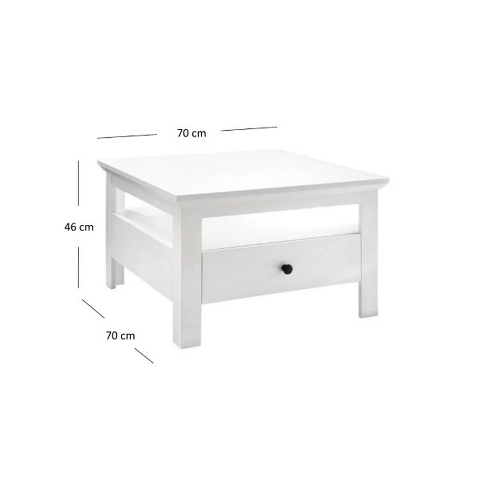 Masuta mica alba BRANDSON, alb, PAL laminat, 70x70x46 cm