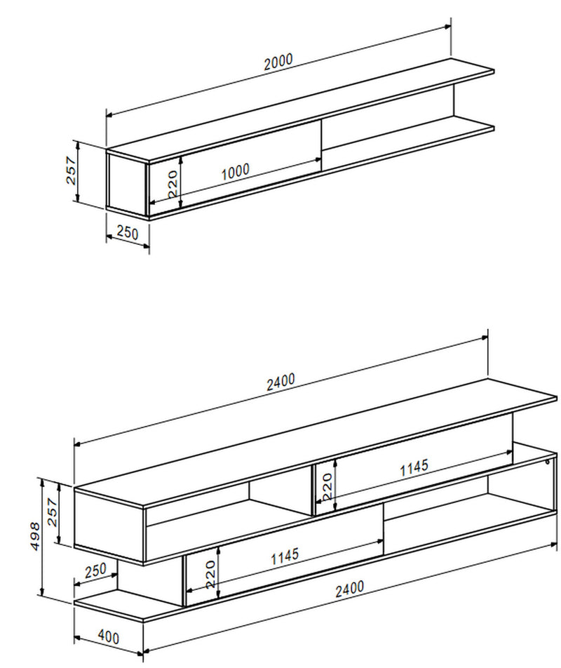 Mobilier living BRICK, stejar sonoma/casmir, PAL, 240x40x190 cm