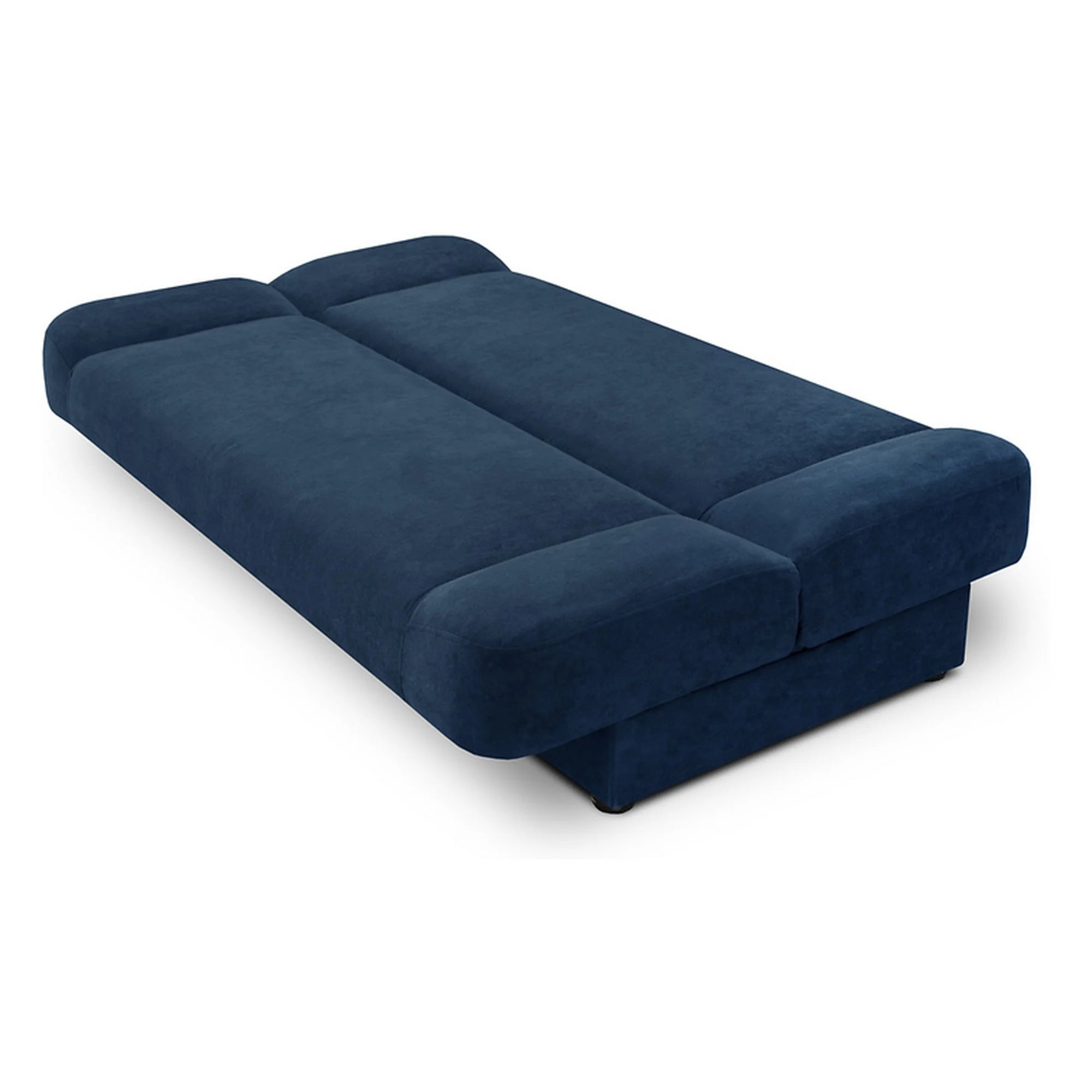 Canapea extensibila LAMI, stofa catifelata albastru - Soft 16, cu lada depozitare, 190x85x87 cm