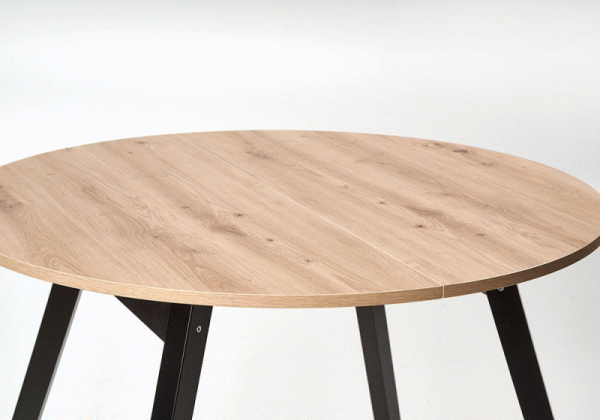 Masa rotunda extensibila bucatarie RUBEN, stejar artisan/negru, 102/142x102x73 cm