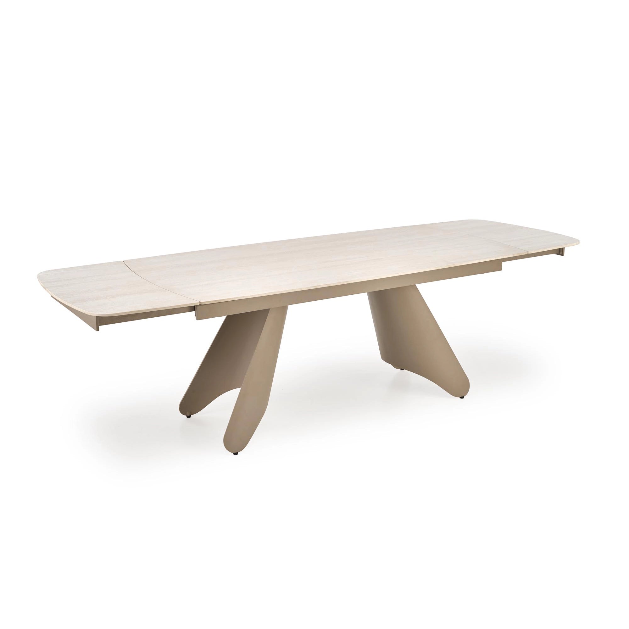 Masa extensibila SALIX, travertin/casmir, piatra sinterizata/otel, 180/260x90x76 cm