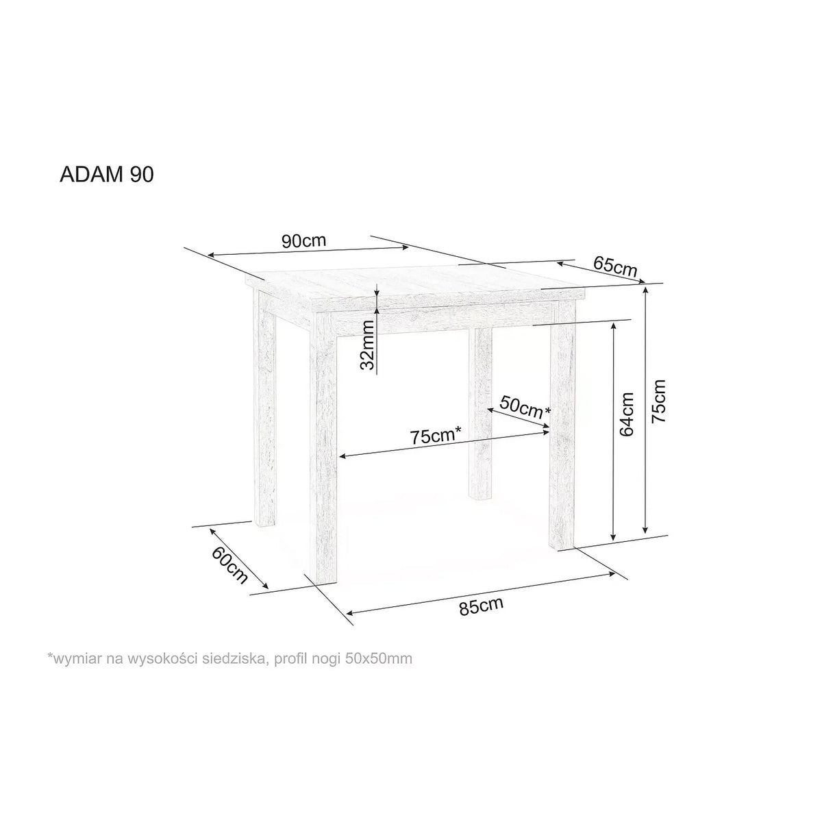 Masa ADAM, stejar artisan/negru, 90x65x75 cm