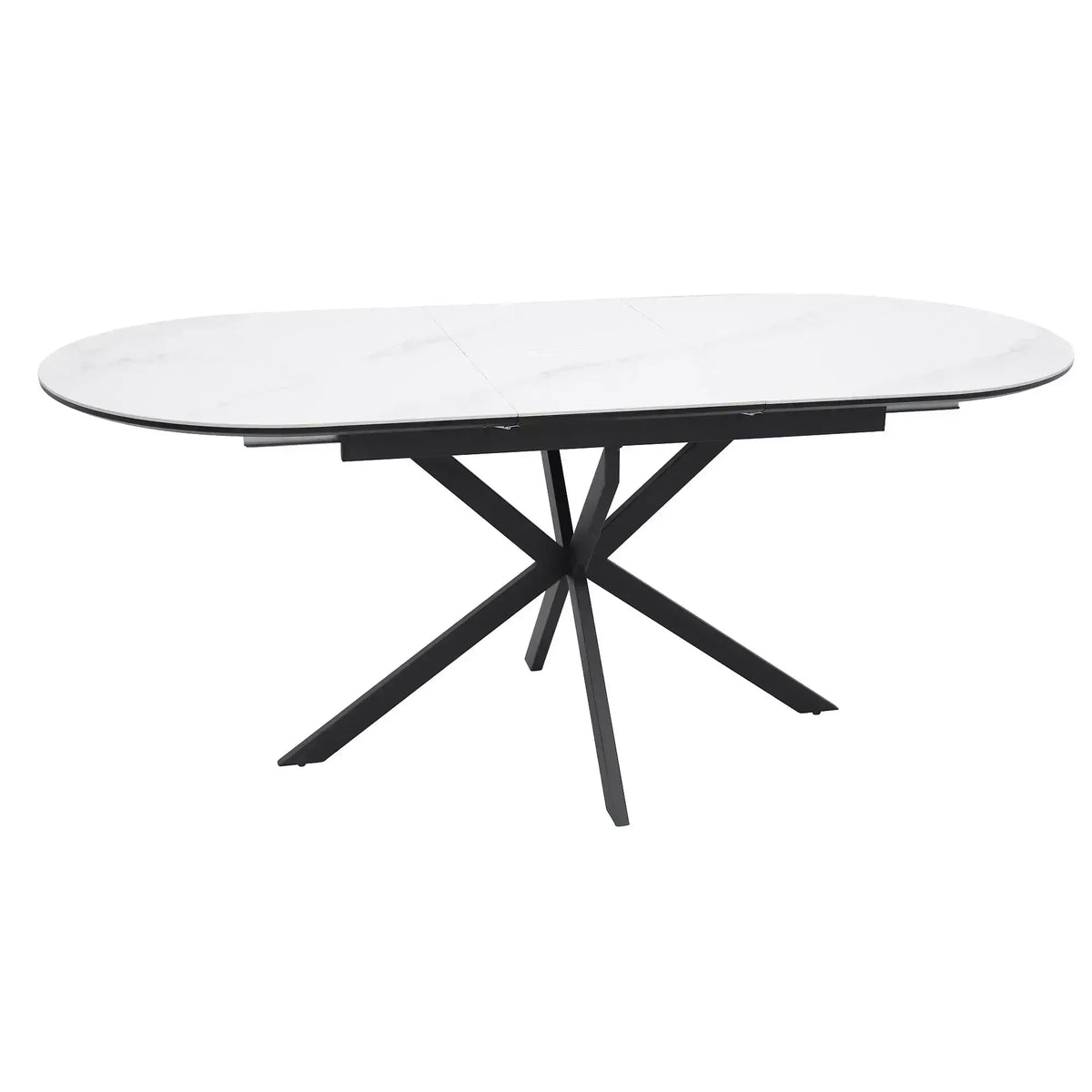 Masa extensibila pentru sufragerie GASTON, alb/negru, ceramica/metal, 140/180x80x76 cm