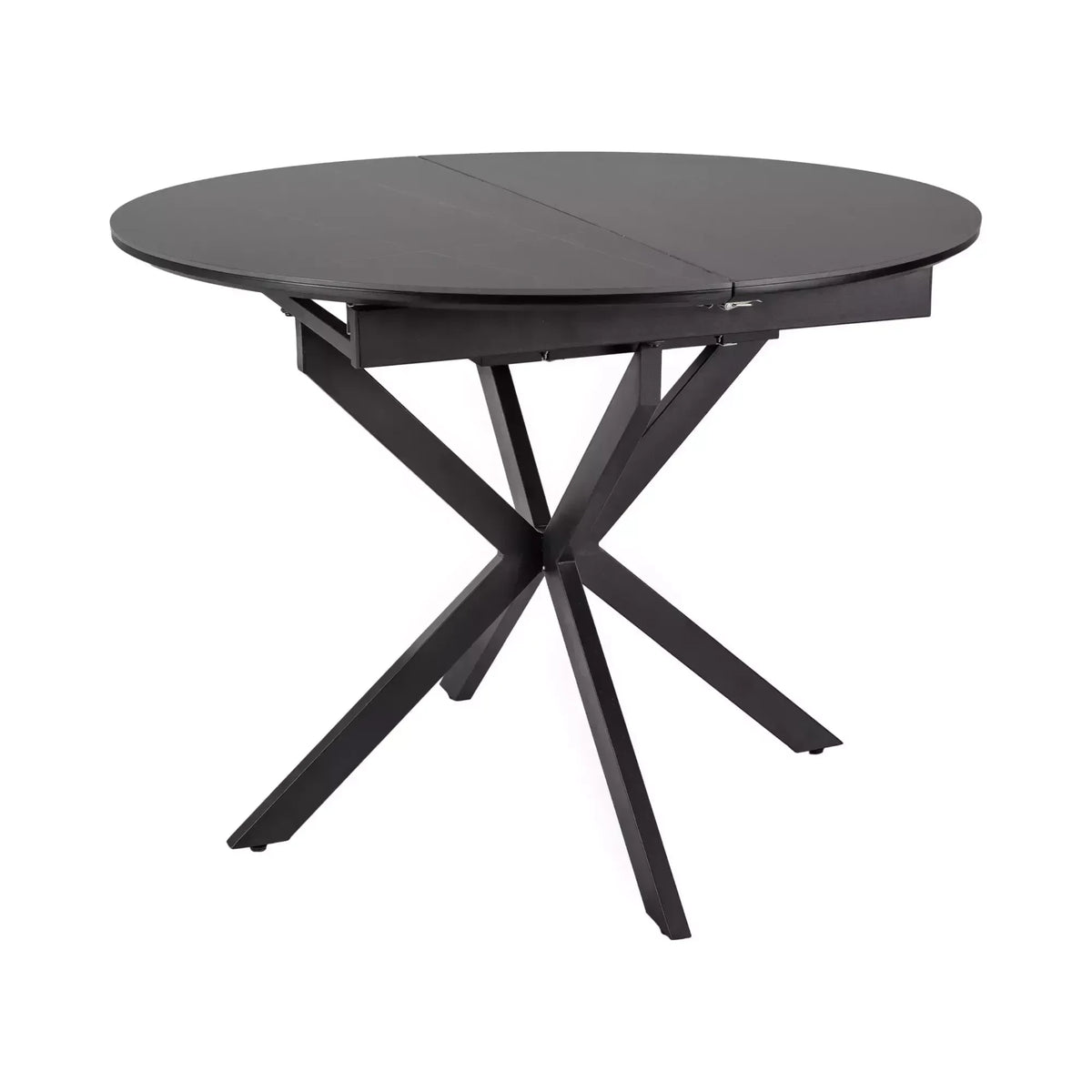 Masa extensibila GASTON, negru mat cu efect de marmura, ceramica/metal, 100/135x100x76 cm