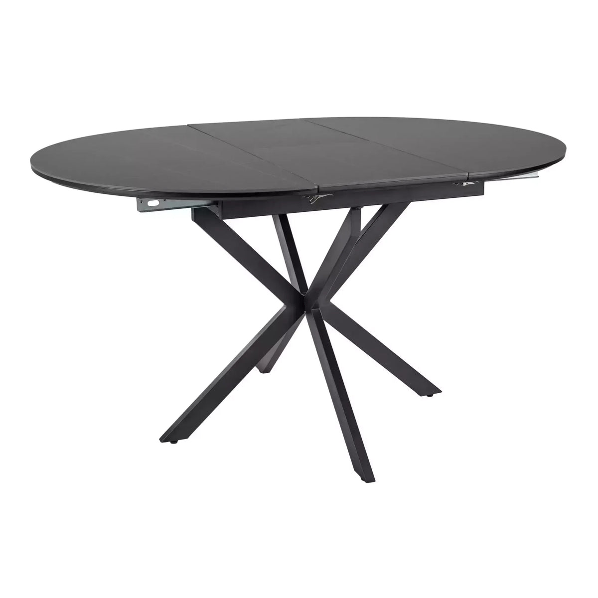 Masa extensibila GASTON, negru mat cu efect de marmura, ceramica/metal, 100/135x100x76 cm