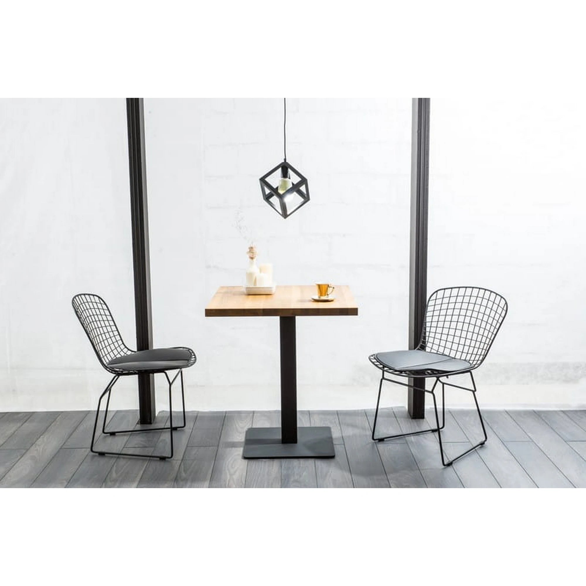 Masa PURO, stejar/negru, PAL laminat/metal, 80x80x76 cm