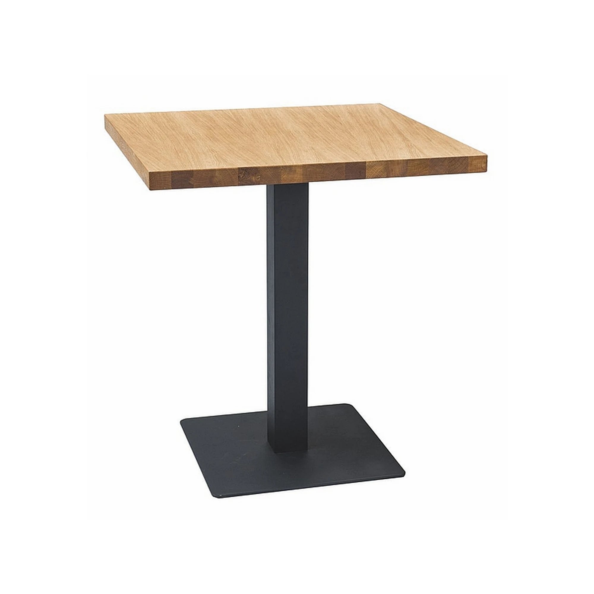 Masa PURO, stejar/negru, PAL laminat/metal, 80x80x76 cm