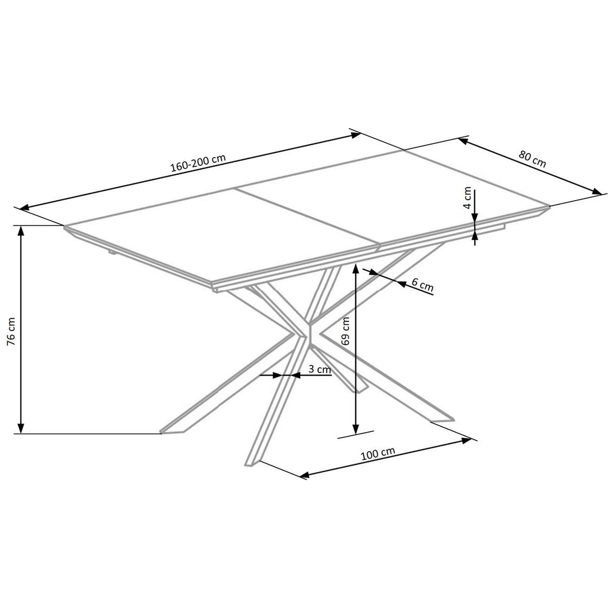Masa living marmura DIESEL, alb/negru, 160/200x90x76 cm