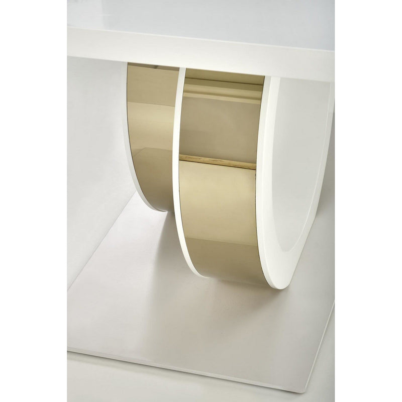 Masa extensibila GALARDO, alb lucios/auriu, 160/200x90x76.5 cm