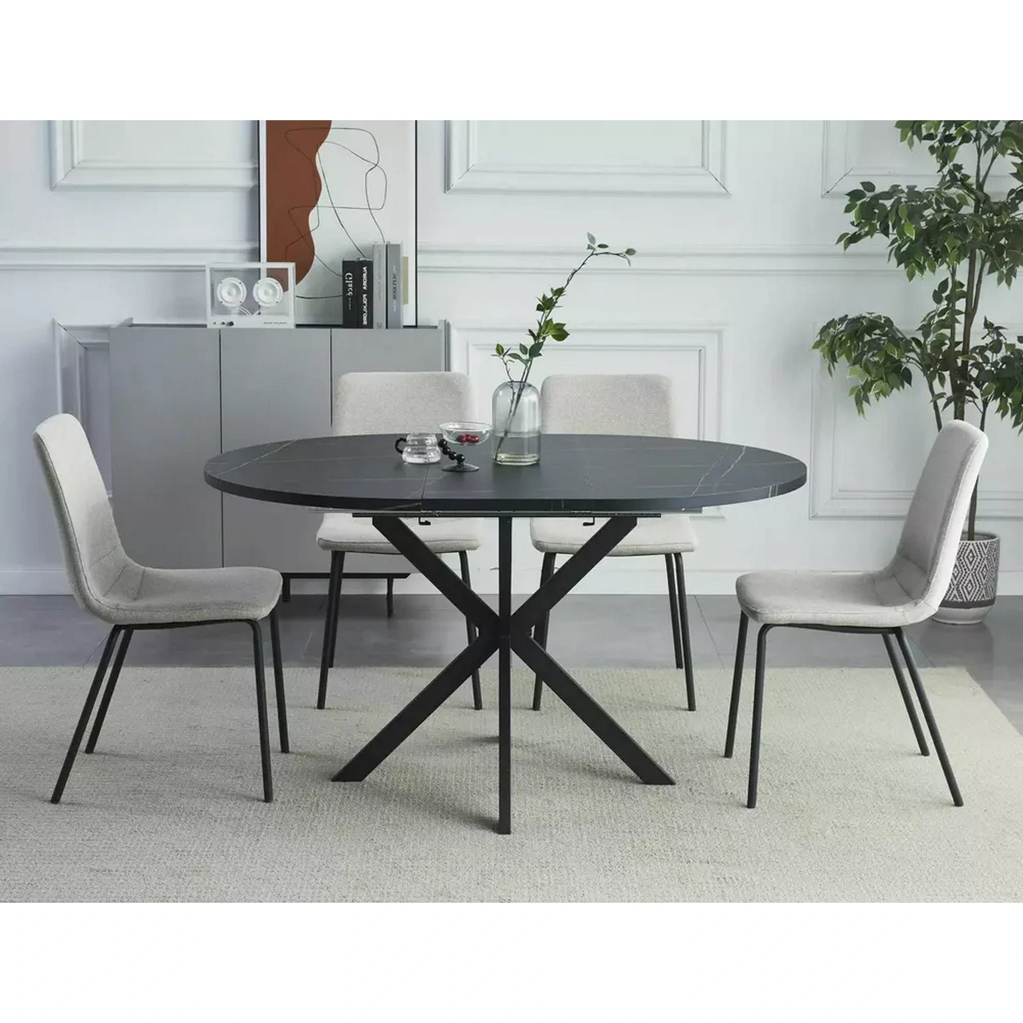 Masa extensibila pentru sufragerie GASTON, negru, 100/135x100x75 cm