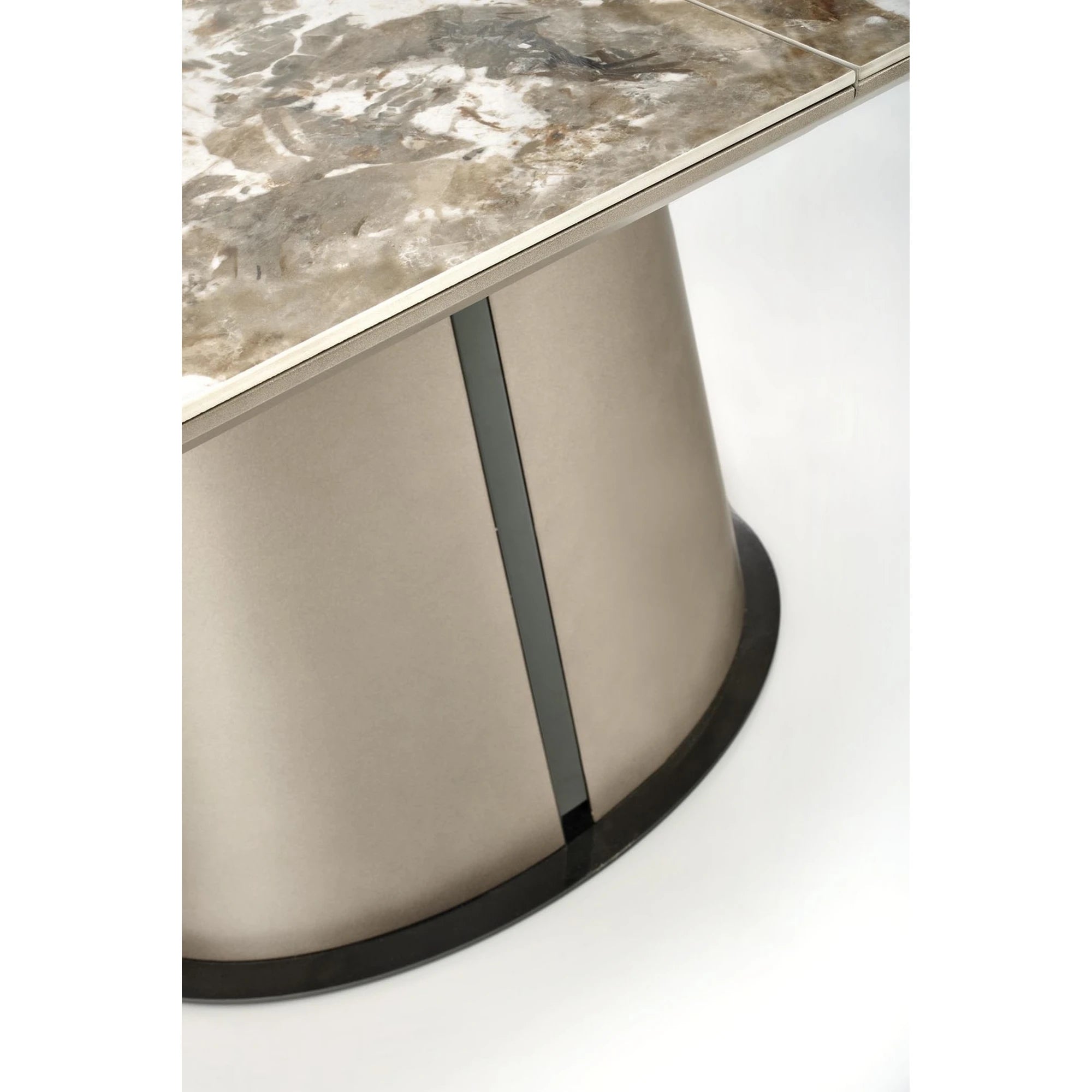 Masa moderna extensibila ROBINSON, bej/cappuccino, ceramica, 160/200x90x76 cm