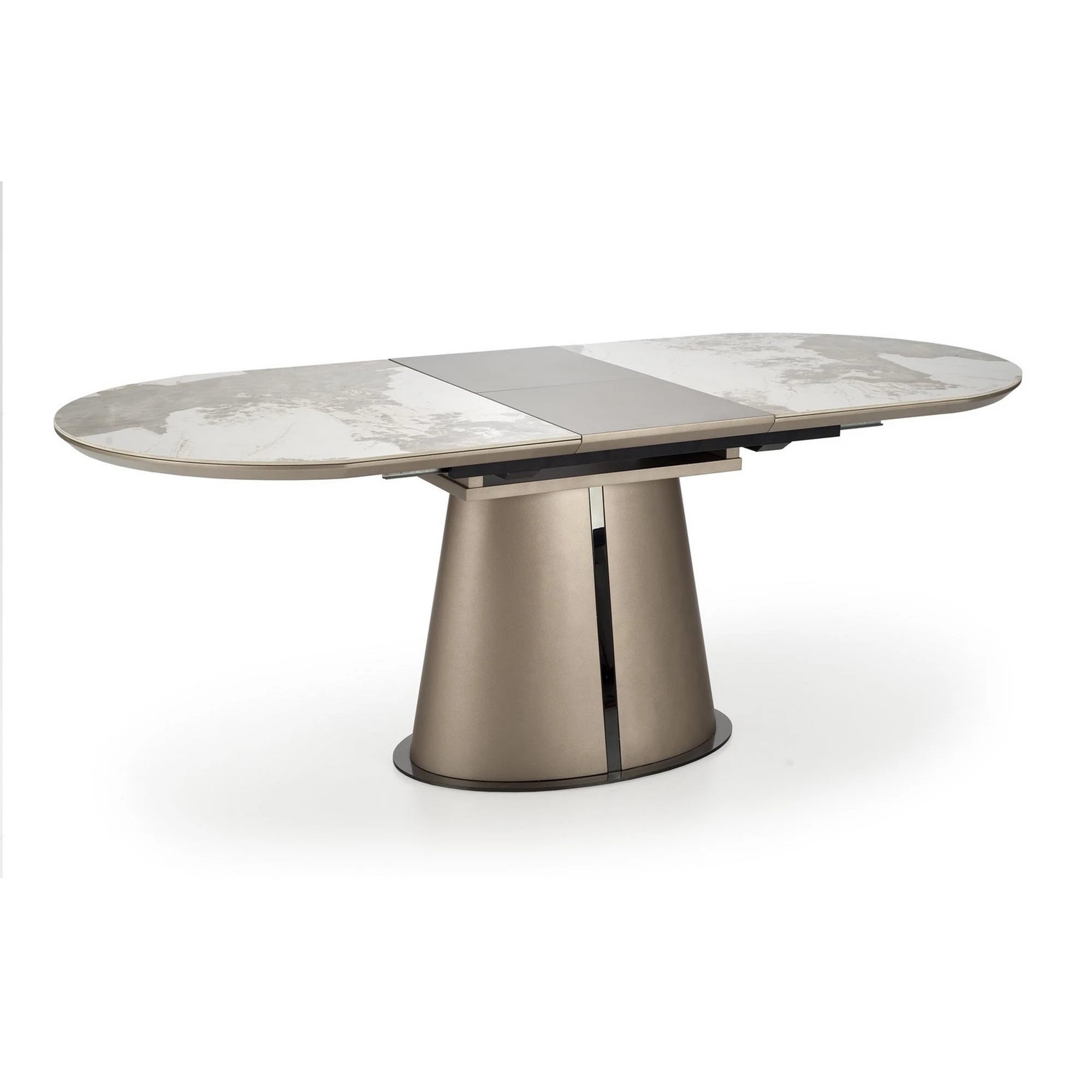 Masa moderna extensibila ROBINSON, bej/cappuccino, ceramica, 160/200x90x76 cm