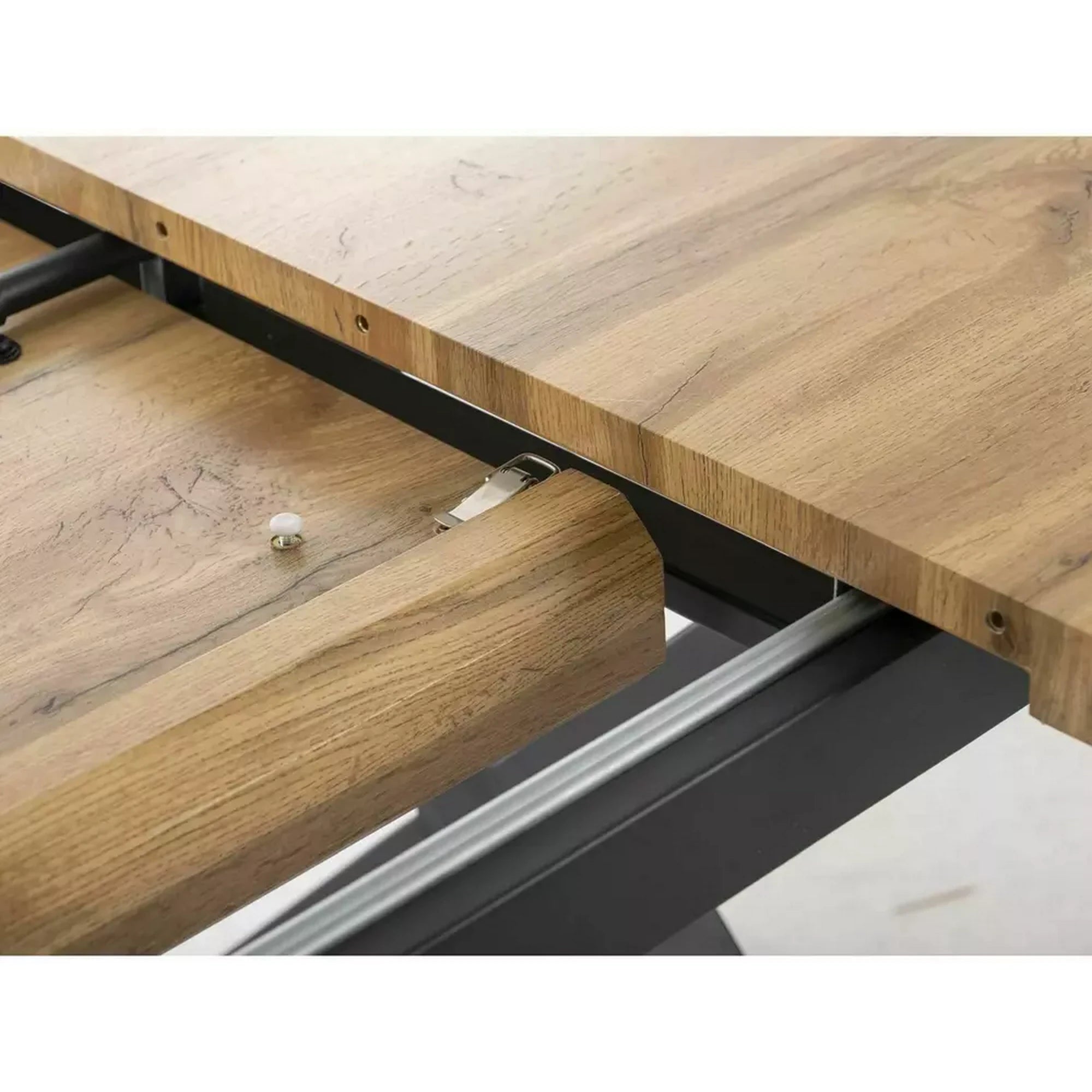 Masa bucatarie 8 persoane UMBERTO II, stejar/negru, 160/240x90x76 cm