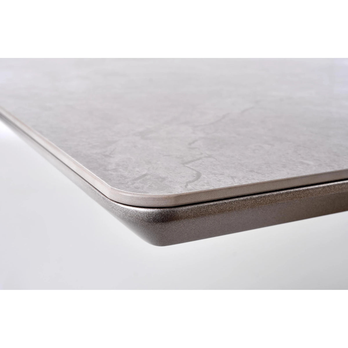 Masa dining 8 persoane VALENTINO, gri/auriu, ceramica/otel, 160/220x90x76 cm