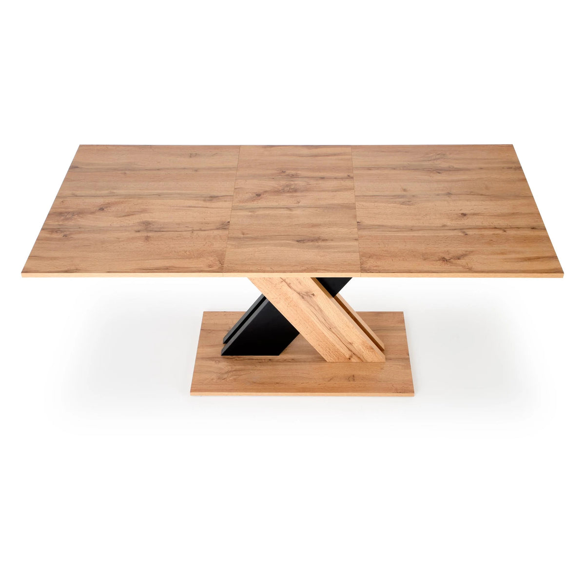 Masa extensibila XARELTO, stejar/negru, PAL furniruit, 130/175x85x76 cm
