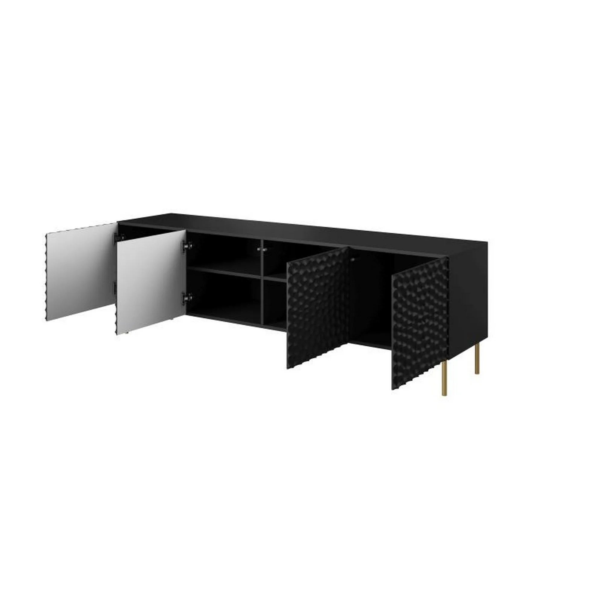 Comoda TV HOLE, negru/auriu, PAL laminat, 190x41x75 cm