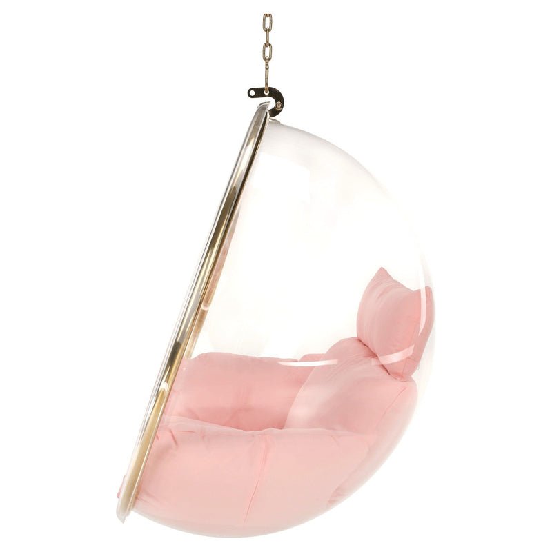 Scaun suspendat BUBBLE TIP 1, transparent/auriu/roz, 102x61x102 cm
