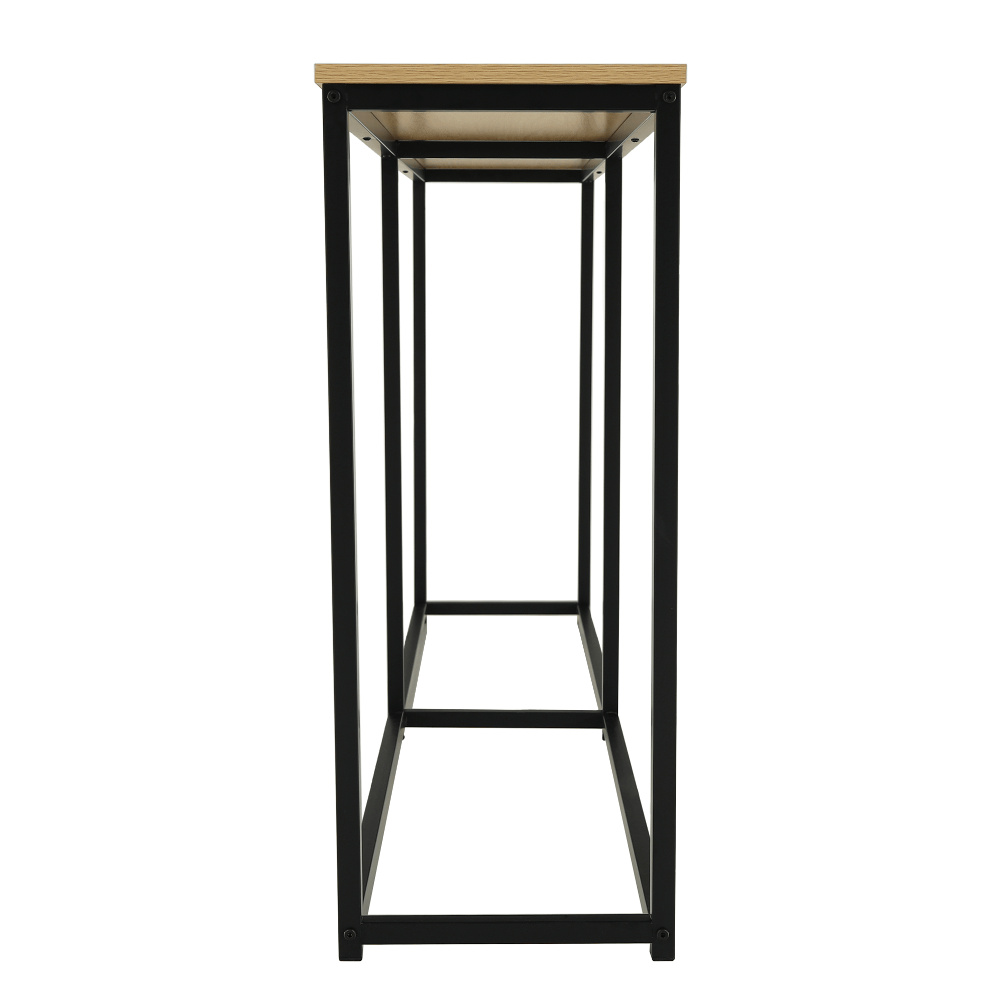 Consola BUSTA, stejar/negru, DTD infoliat/otel, 160x30x75 cm