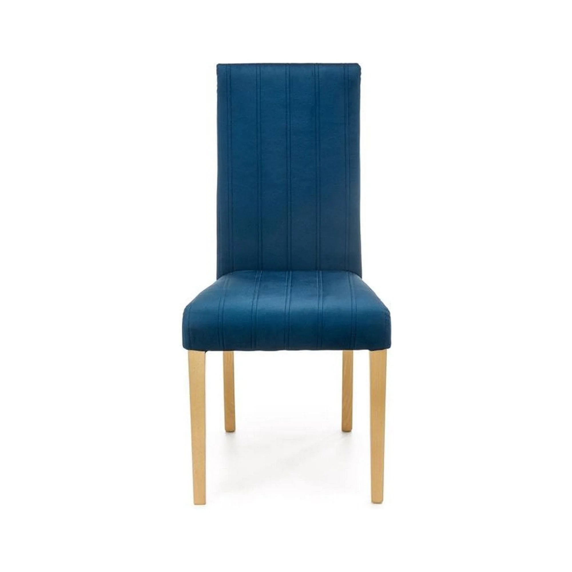 Scaun DIEGO 3, albastru marin/stejar miere, stofa catifelata/lemn de fag, 47x59x99 cm