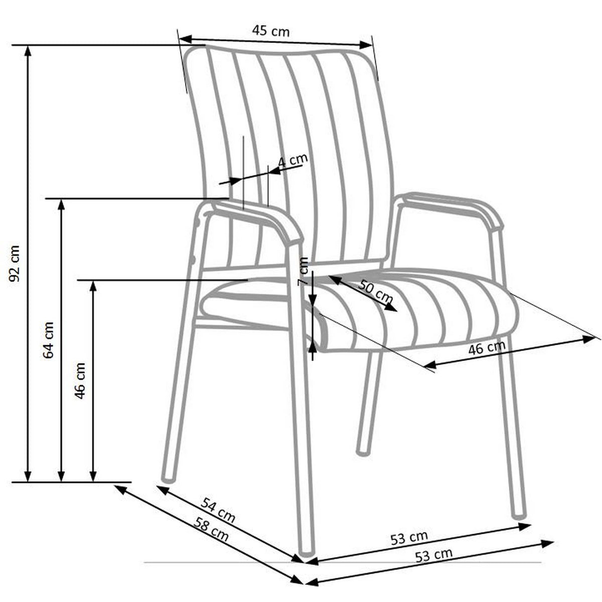 Scaun conferinta VIGOR, negru, piele ecologica/metal, 53x58x92 cm