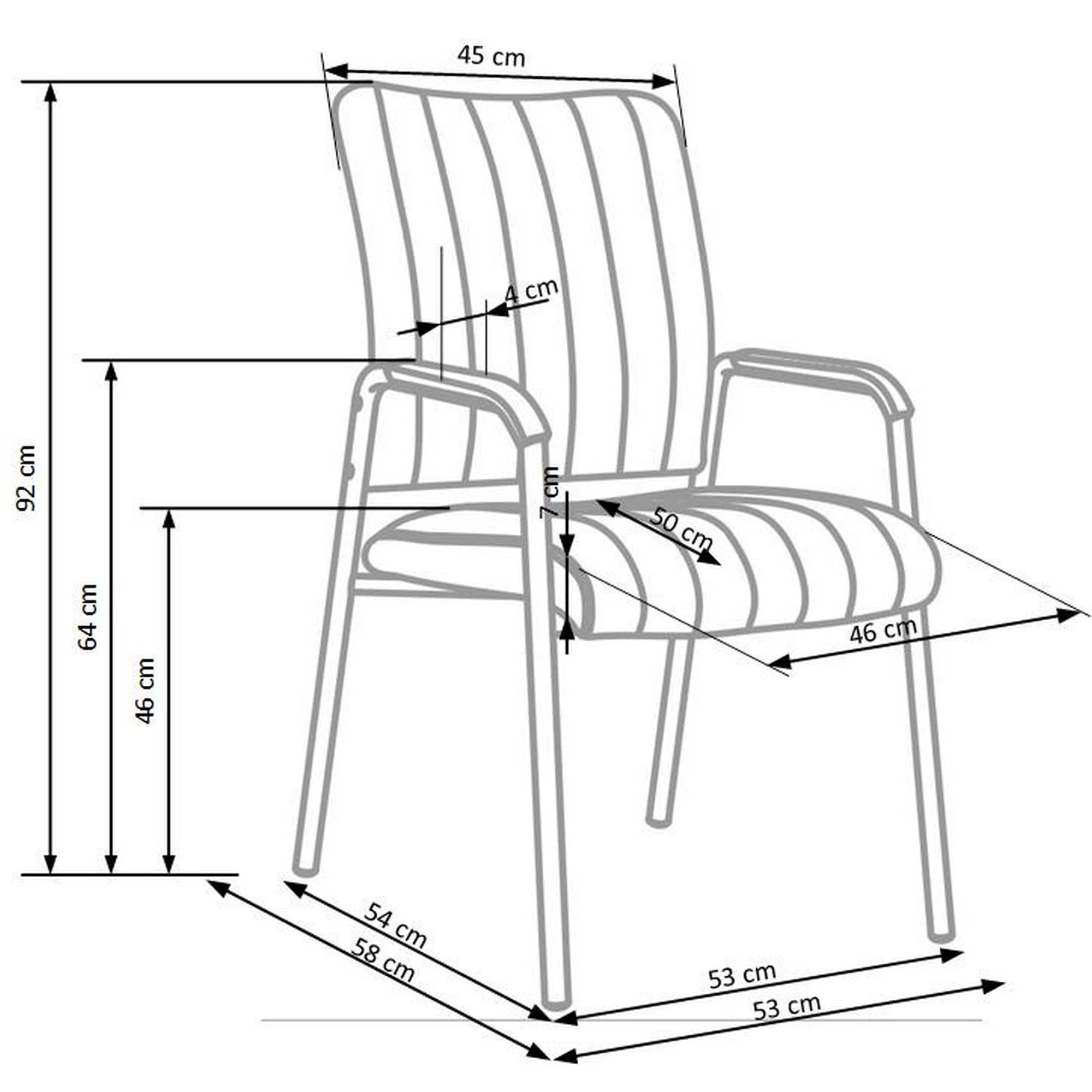 Scaun conferinta VIGOR, negru, piele ecologica/metal, 53x58x92 cm