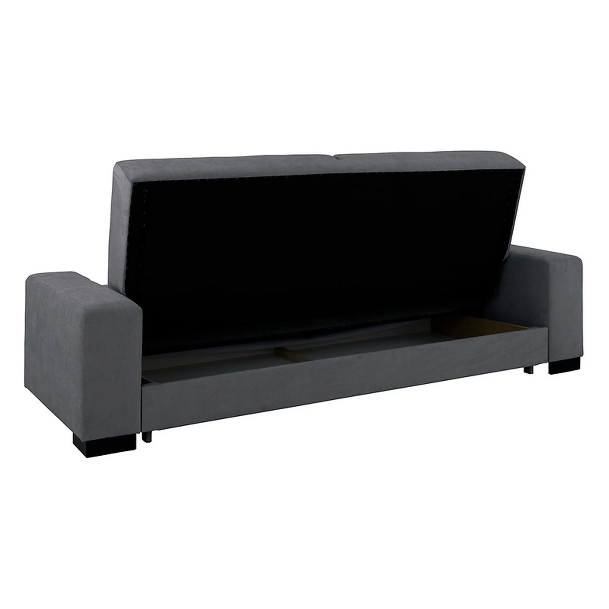 Canapea extensibila RUBIO, stofa catifelata gri - Matrix 17, cu lada depozitare, 232x95x81 cm