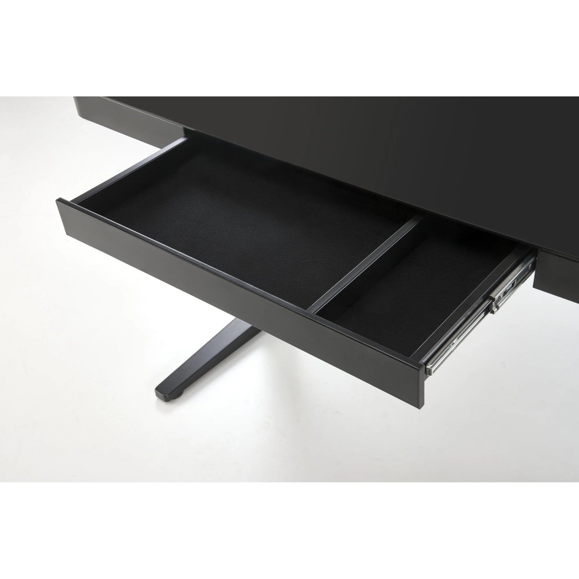 Birou B52, negru, sticla/metal, 120x60x77/120 cm