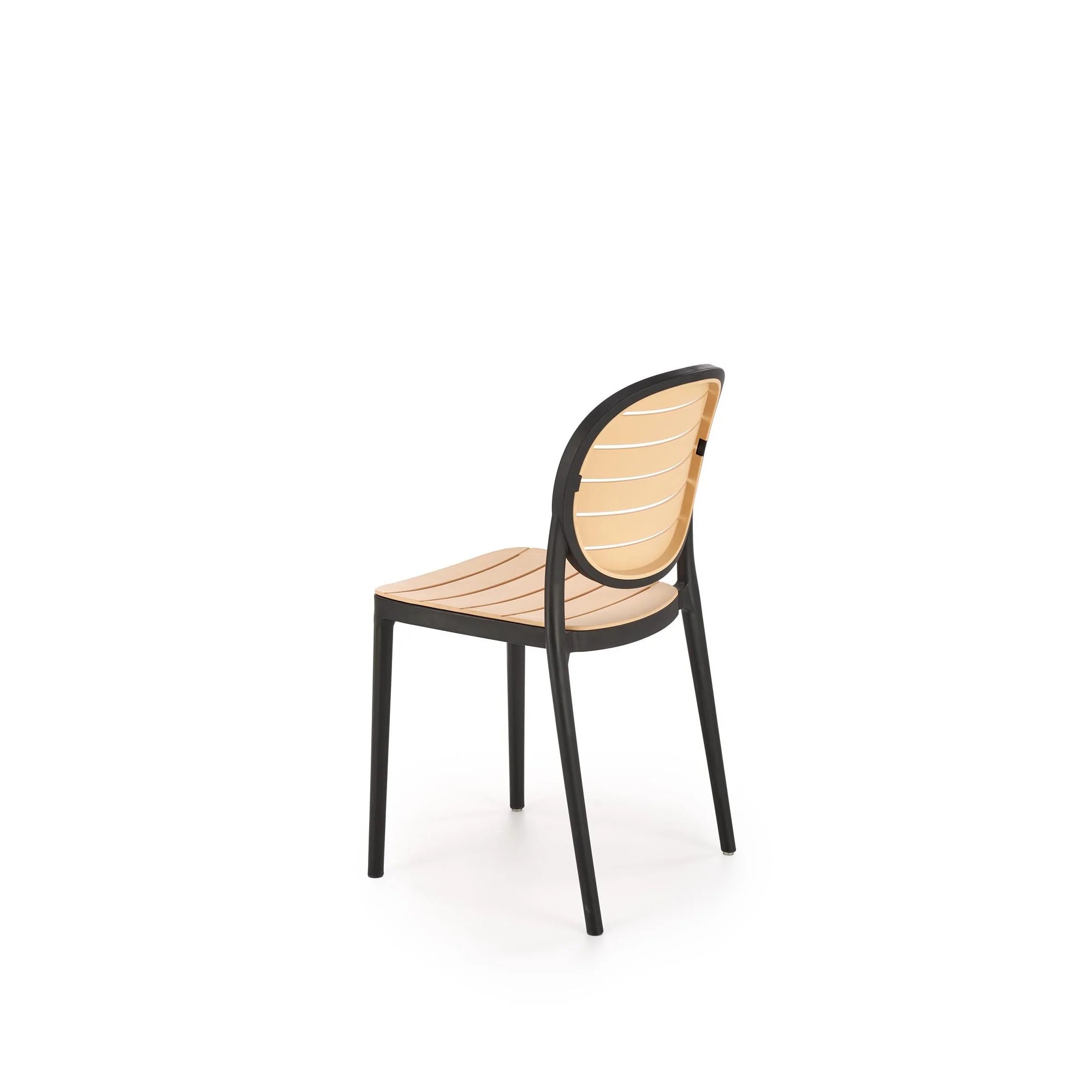 Scaun de gradina K529, stejar/negru, polipropilena, 42x51x83 cm