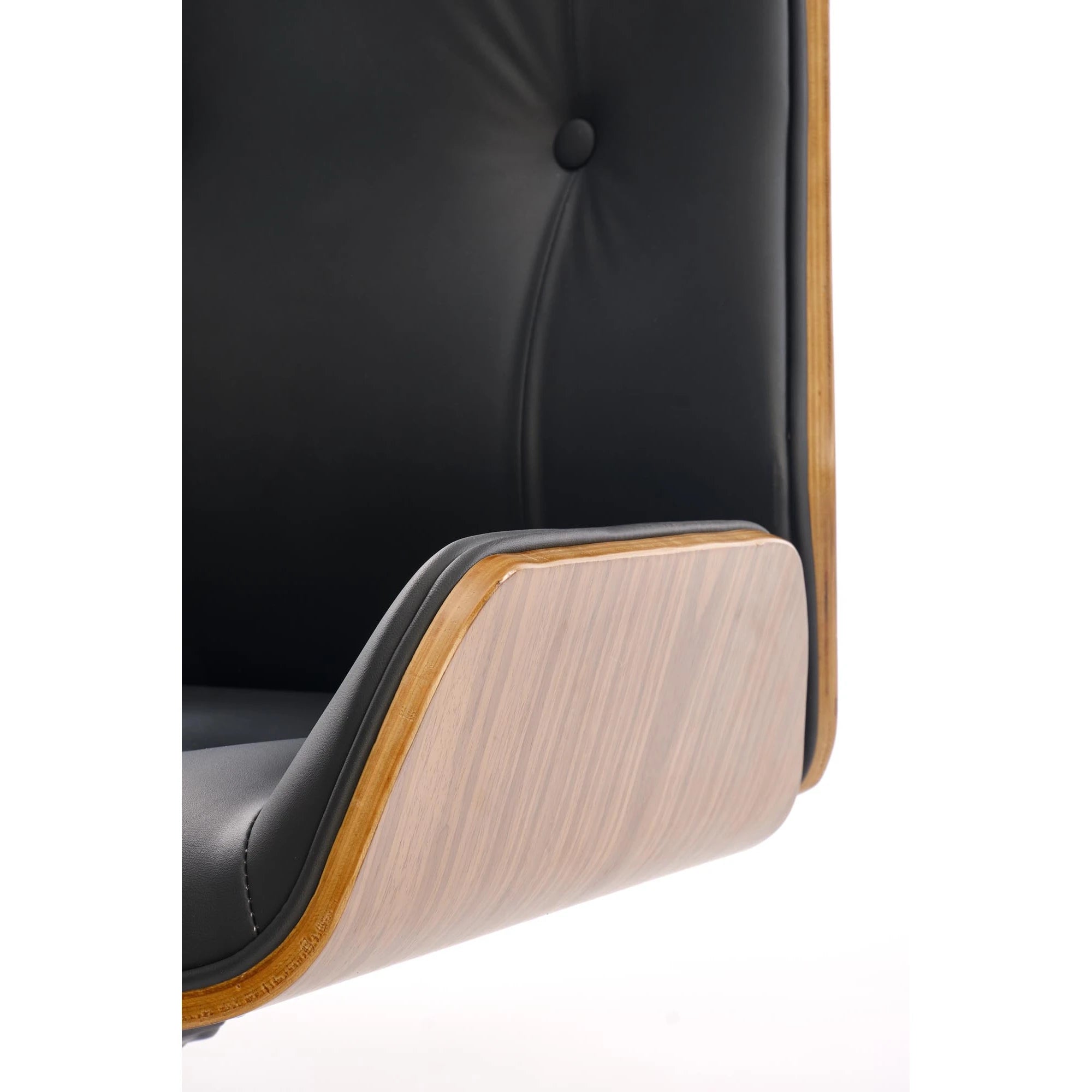 Scaun birou fara manere WEBSTER, nuc/negru, piele ecologica/placaj indoit, 60x65x114/122 cm