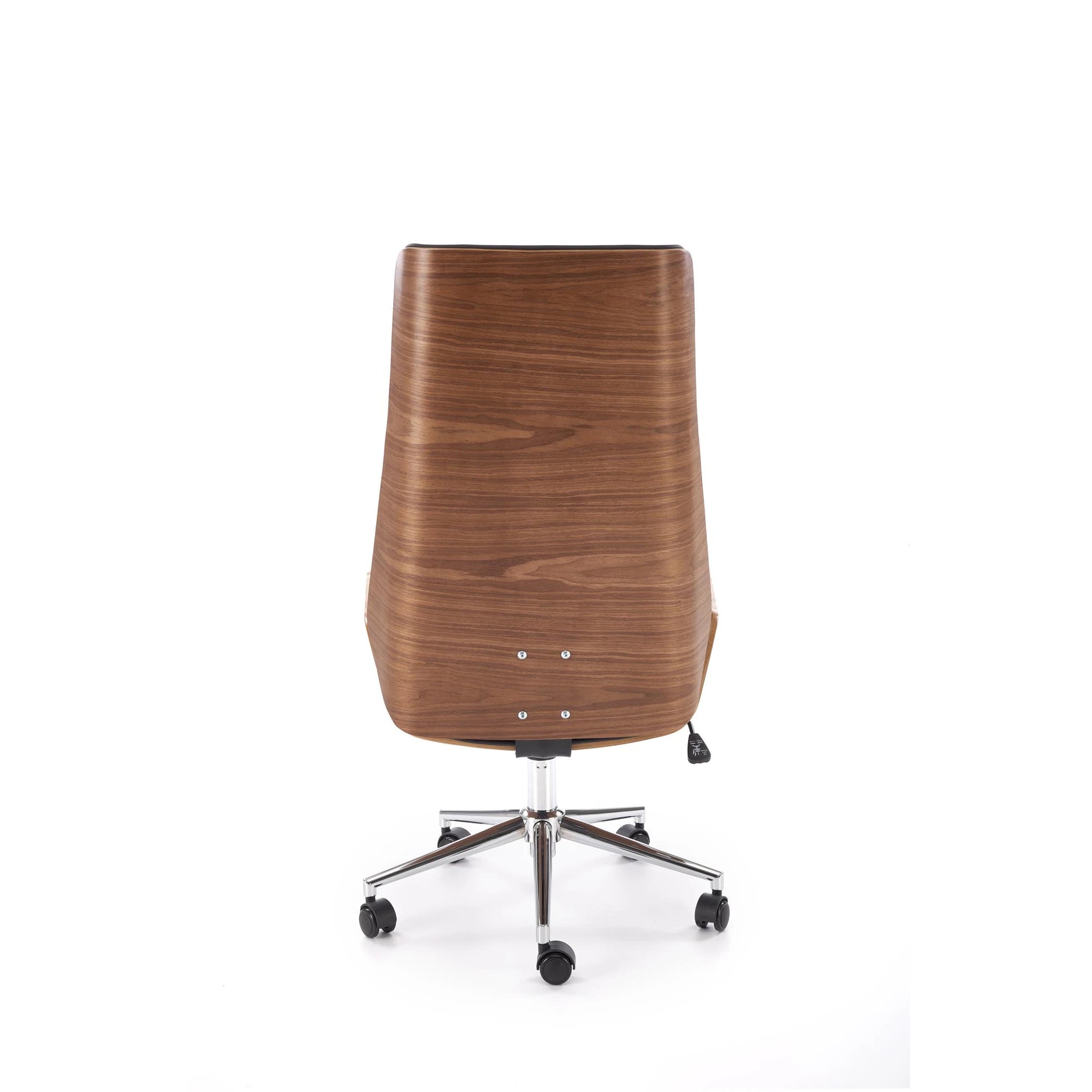 Scaun birou fara manere WEBSTER, nuc/negru, piele ecologica/placaj indoit, 60x65x114/122 cm